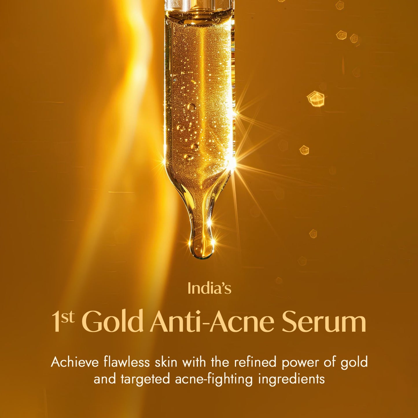 An infographic for 24K Gold Leaf Anti-Acne and Pimple Serum.