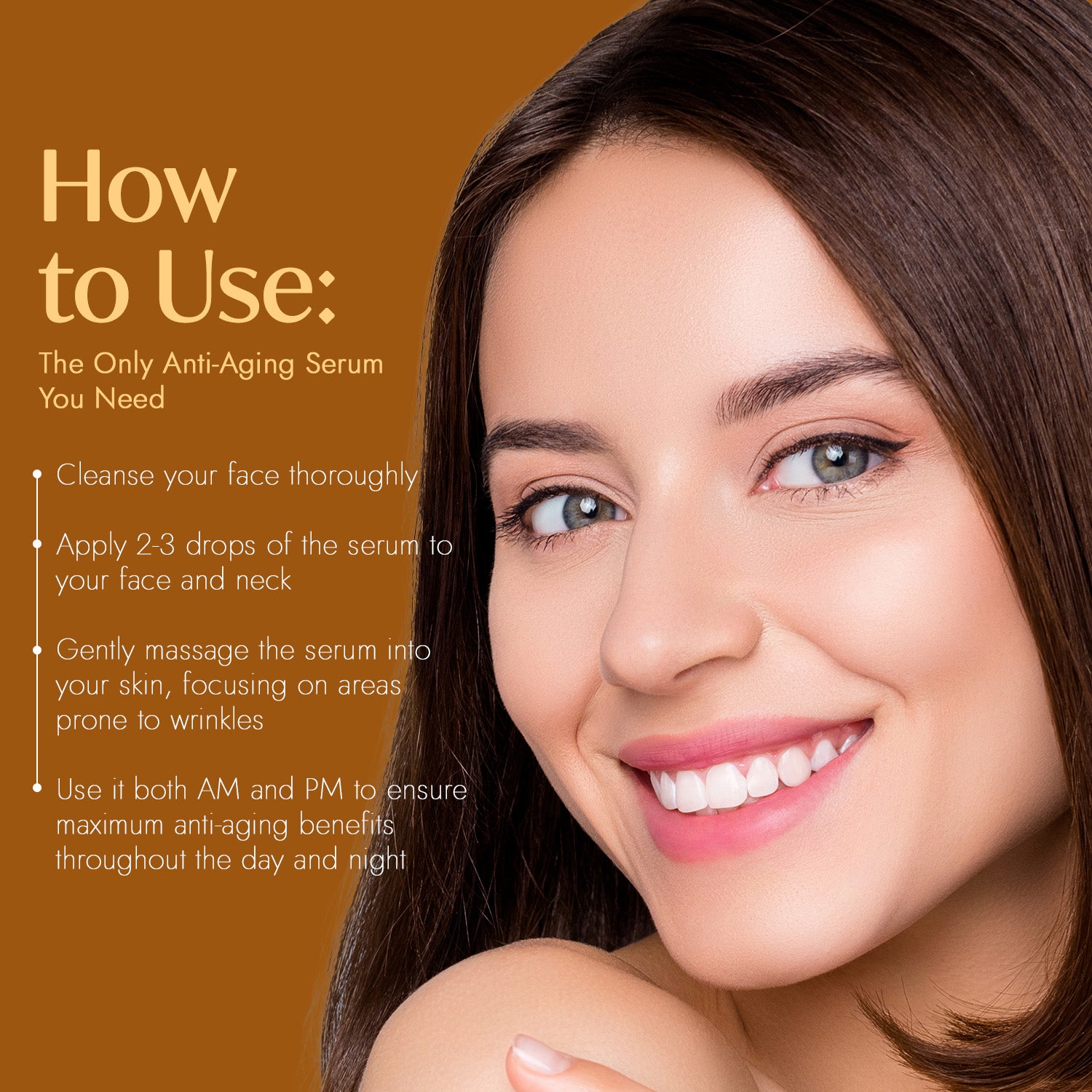 An infographic for 24K Gold Leaf Anti Wrinkle Serum.