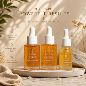 Myria 24K Gold Leaf Serum Combo: Brightening (30ml), Anti-Acne (15ml), Anti-Wrinkle (15ml)