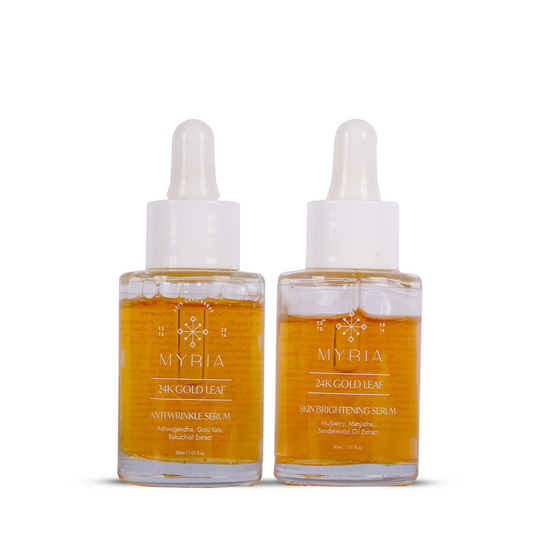 Myria 24K Pure Gold Leaf Skin Brightening Serum (30ml) +  Myria 24K Pure Gold Leaf Anti Wrinkles Serum (30ml)