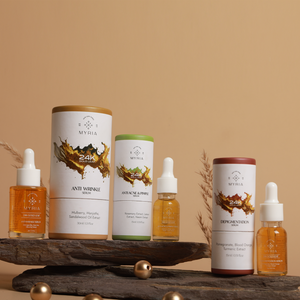 Myria 24K Gold Leaf Serum Combo: Anti-Wrinkle (30ml), Anti-Acne (15ml), Depigmentation (15ml)